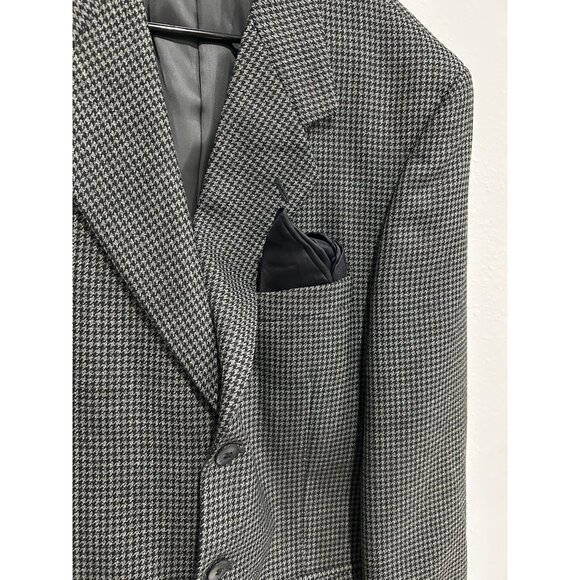 Mens Black White Houndstooth Blazer Jacket Sz 40R - Picture 4 of 10